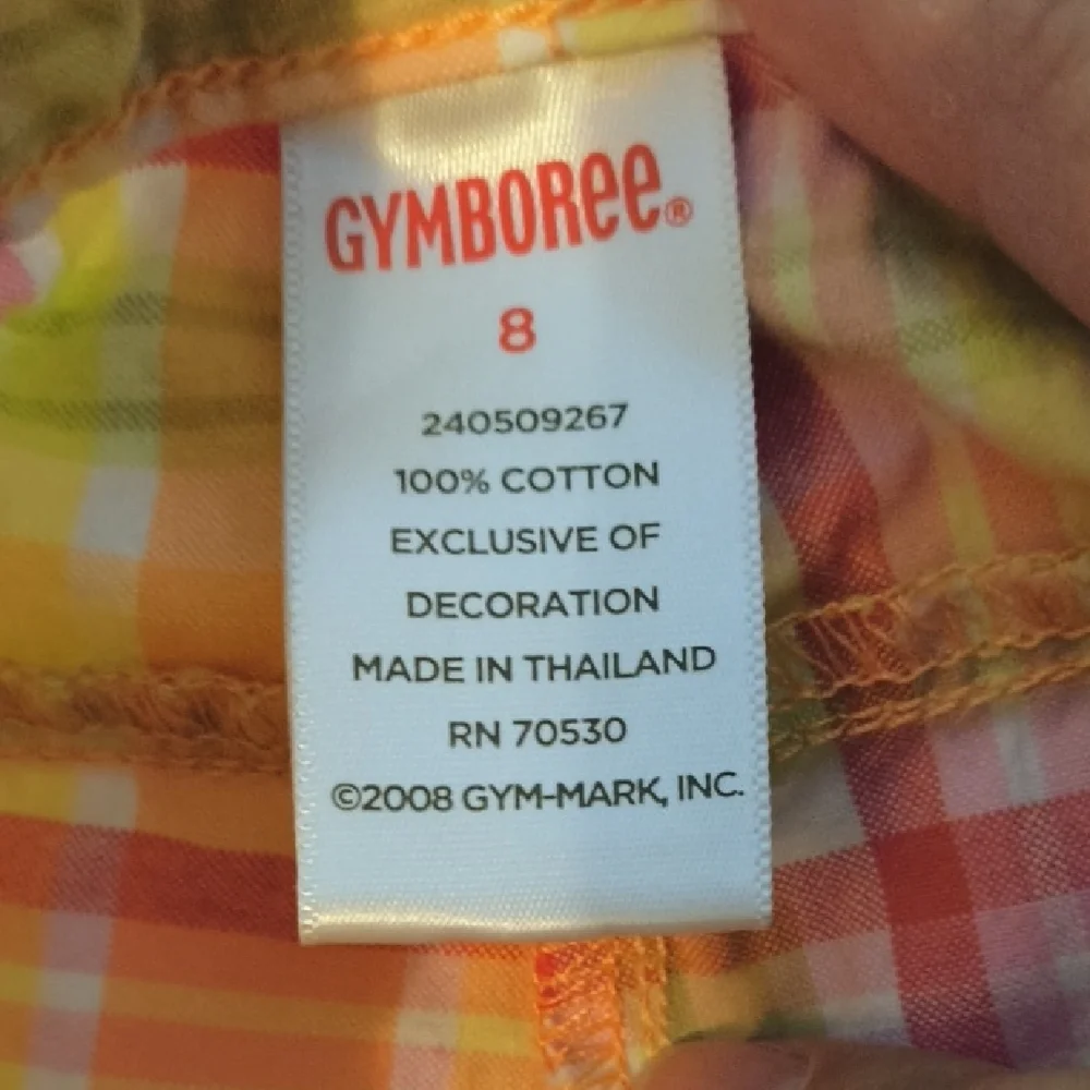 Gymboree Multicolor Plaid Cotton Capris With Butterflies Size 8